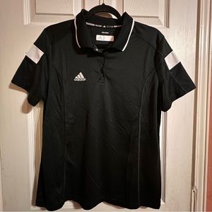 Adidas women’s climalite black and white snap button collared polo tee